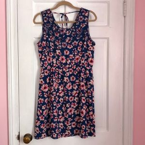 Market & Spruce blue dress with pink flowers